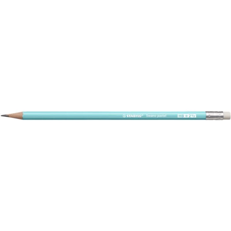 Grafitceruza radírral, HB, hatszögletű, STABILO "Swano Pastel", kék