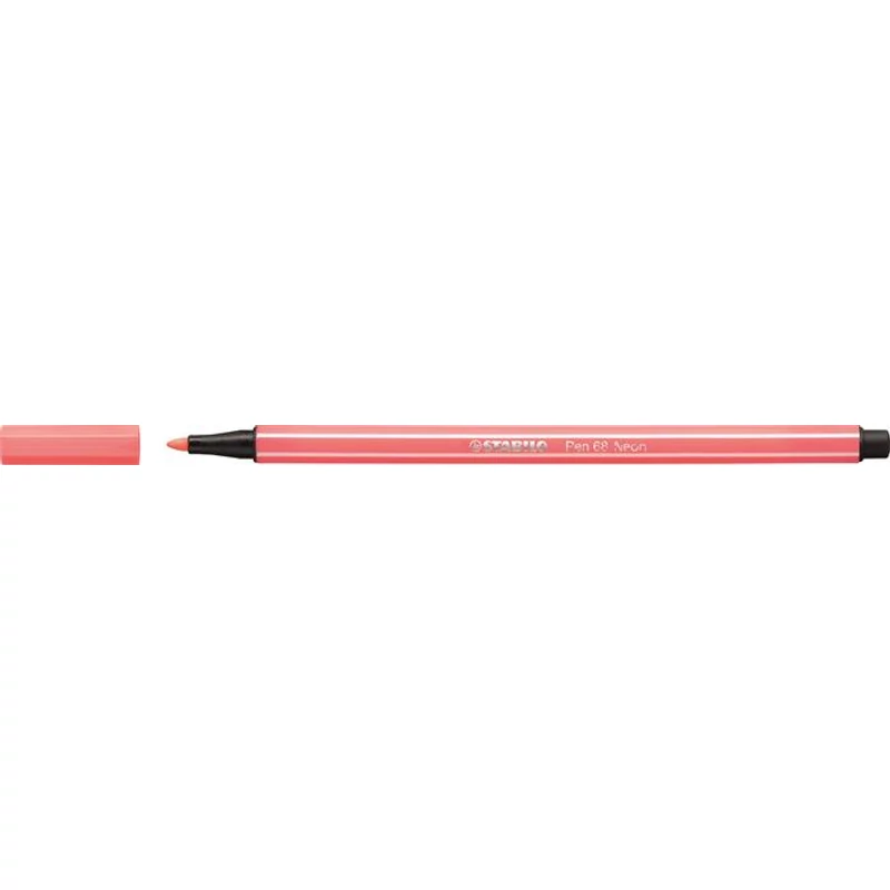 Filctoll, 1 mm, STABILO "Pen 68", neon piros