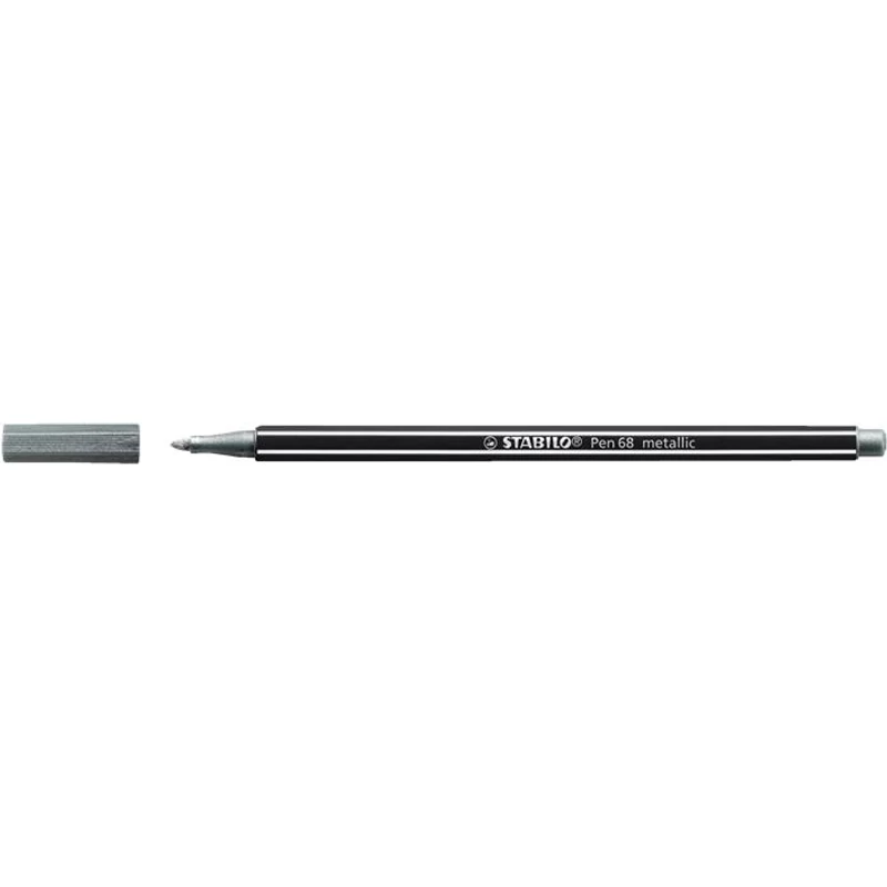 Filctoll, 1,4 mm, STABILO "Pen 68 metallic", ezüst