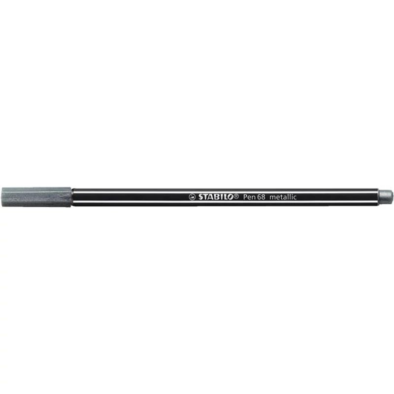 Filctoll, 1,4 mm, STABILO "Pen 68 metallic", ezüst