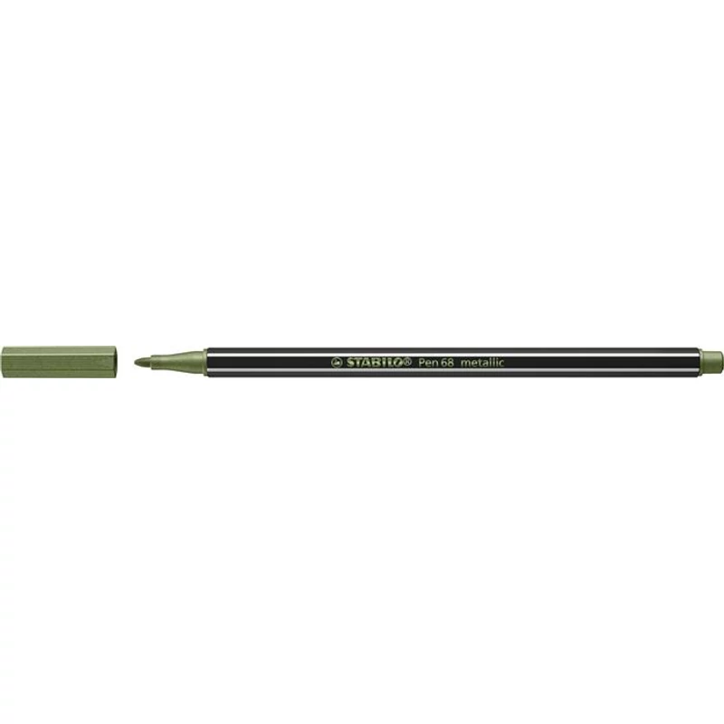 Filctoll, 1,4 mm, STABILO "Pen 68 metallic", metál világoszöld