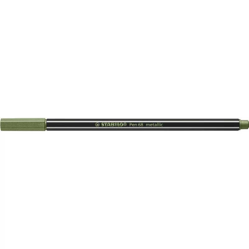 Filctoll, 1,4 mm, STABILO "Pen 68 metallic", metál világoszöld