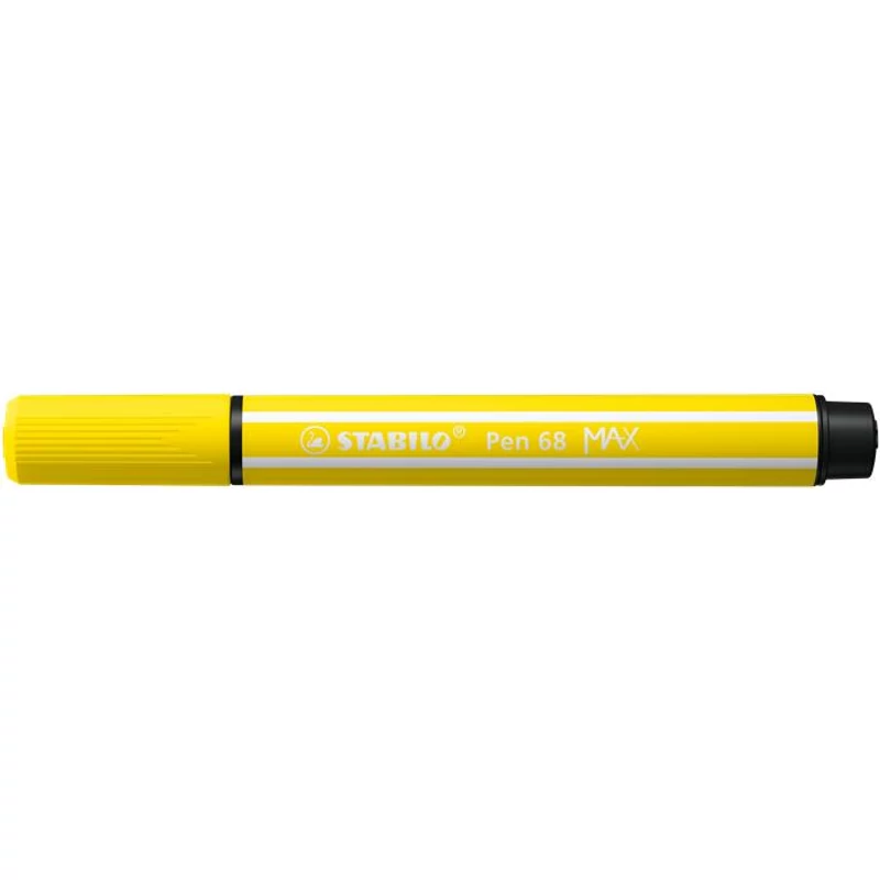 Filctoll, 1-5 mm, vágott hegy, STABILO "Pen 68 MAX", citromsárga