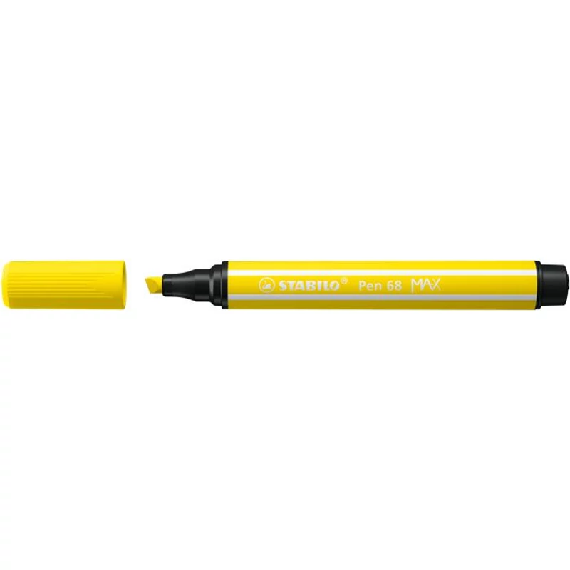 Filctoll, 1-5 mm, vágott hegy, STABILO "Pen 68 MAX", citromsárga