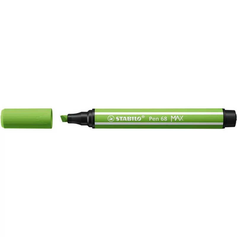 Filctoll, 1-5 mm, vágott hegy, STABILO "Pen 68 MAX", világoszöld