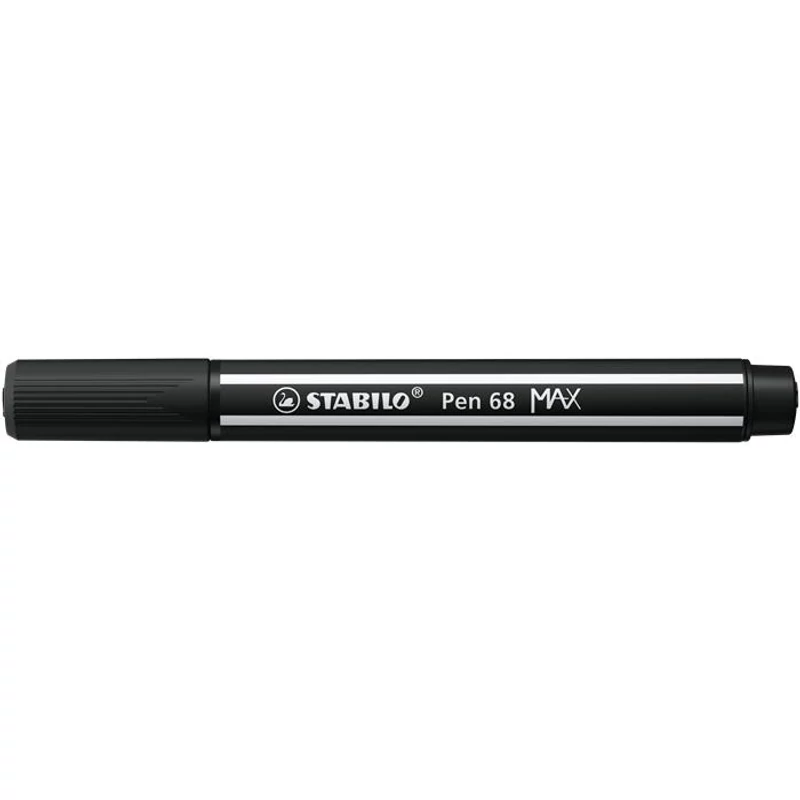 Filctoll, 1-5 mm, vágott hegy, STABILO "Pen 68 MAX", fekete