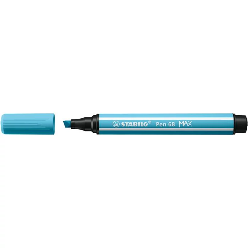 Filctoll, 1-5 mm, vágott hegy, STABILO "Pen 68 MAX", azúrkék