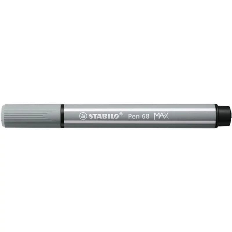 Filctoll, 1-5 mm, vágott hegy, STABILO "Pen 68 MAX", középszürke