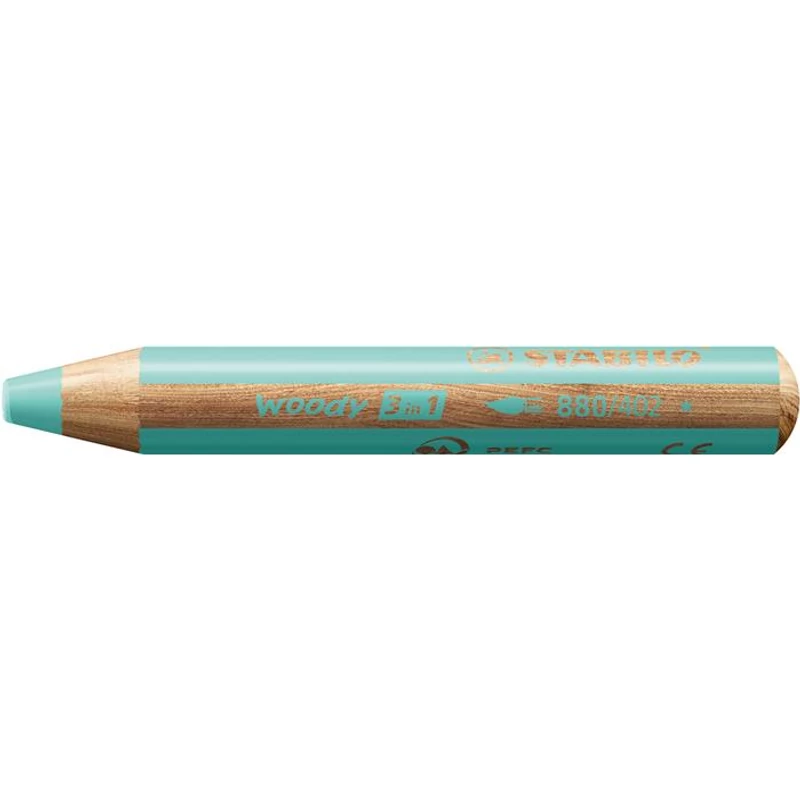 Színes ceruza, kerek, vastag, STABILO "Woody 3 in 1 Pastel", pasztell kék