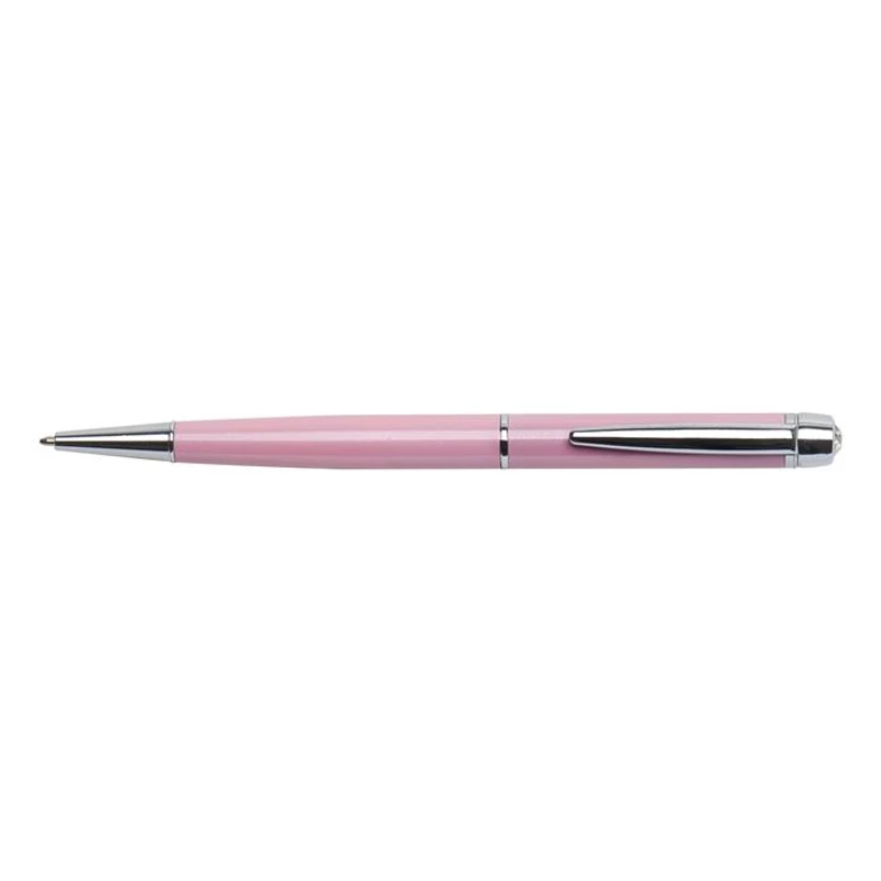 Golyóstoll, rózsaszín "Lille Pen", fehér SWAROVSKI® kristállyal, 14cm, ART CRYSTELLA®