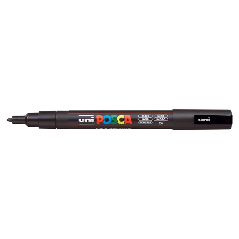 Dekormarker, 0,9-1,3 mm, UNI "Posca PC-3M", fekete