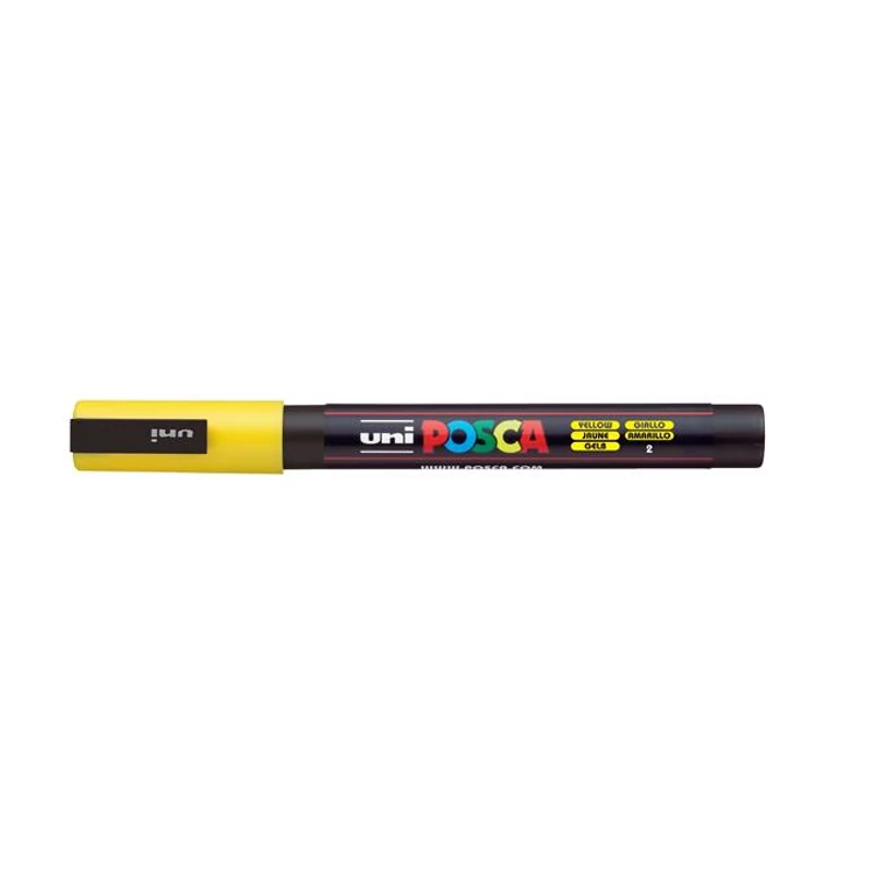 Dekormarker, 0,9-1,3 mm, UNI "Posca PC-3M", sárga