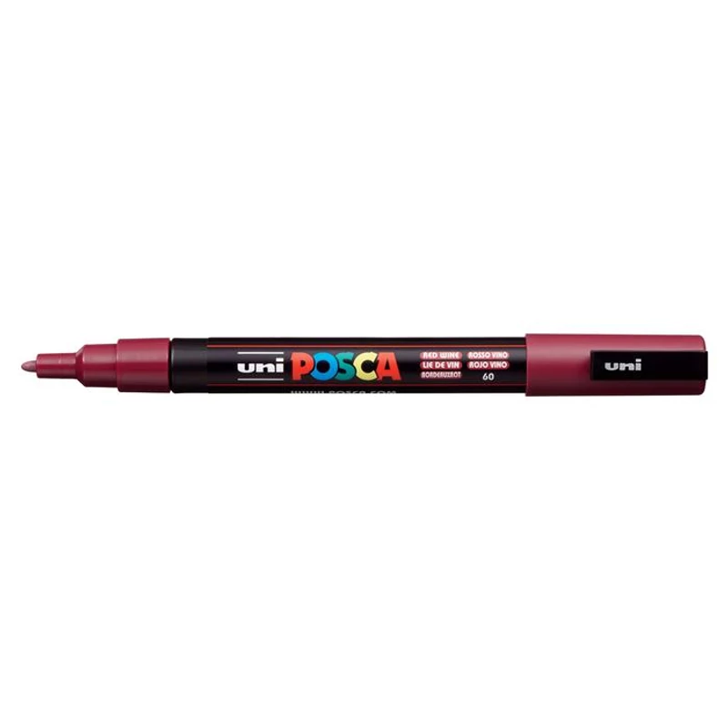 Dekormarker, 0,9-1,3 mm, UNI "Posca PC-3M", vörösbor