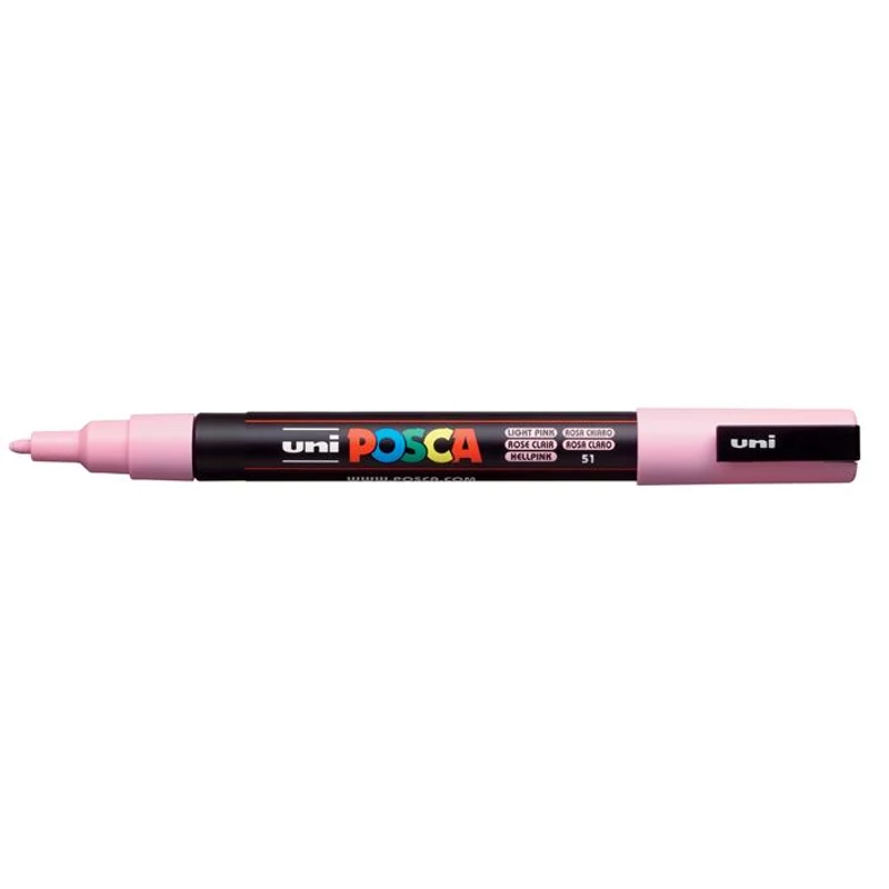Dekormarker, 0,9-1,3 mm, UNI "Posca PC-3M", világos rózsaszín