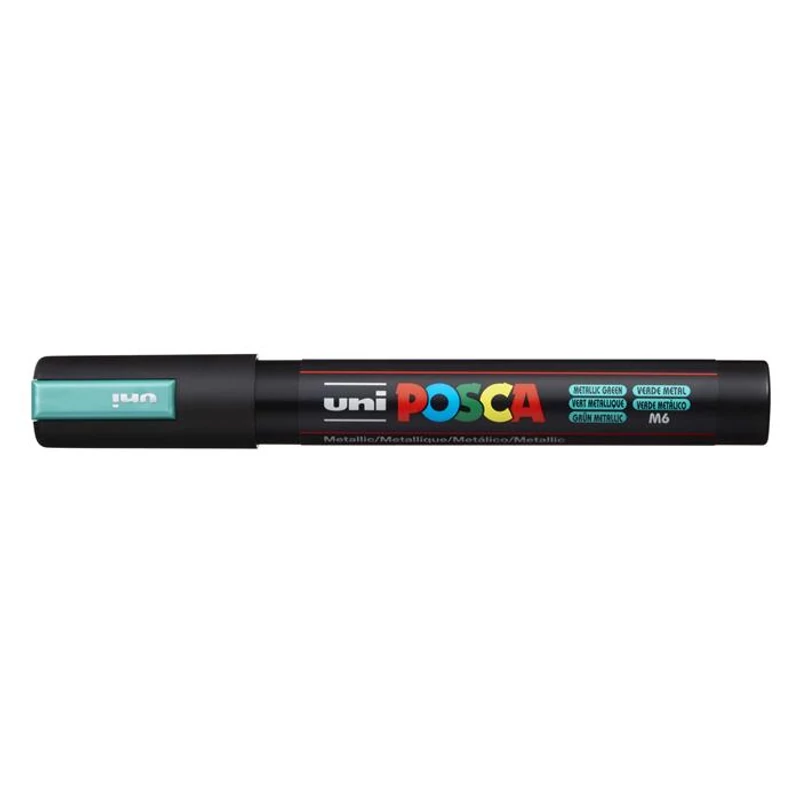 Dekormarker, 1,8-2,5 mm, UNI "Posca PC-5M", metálzöld