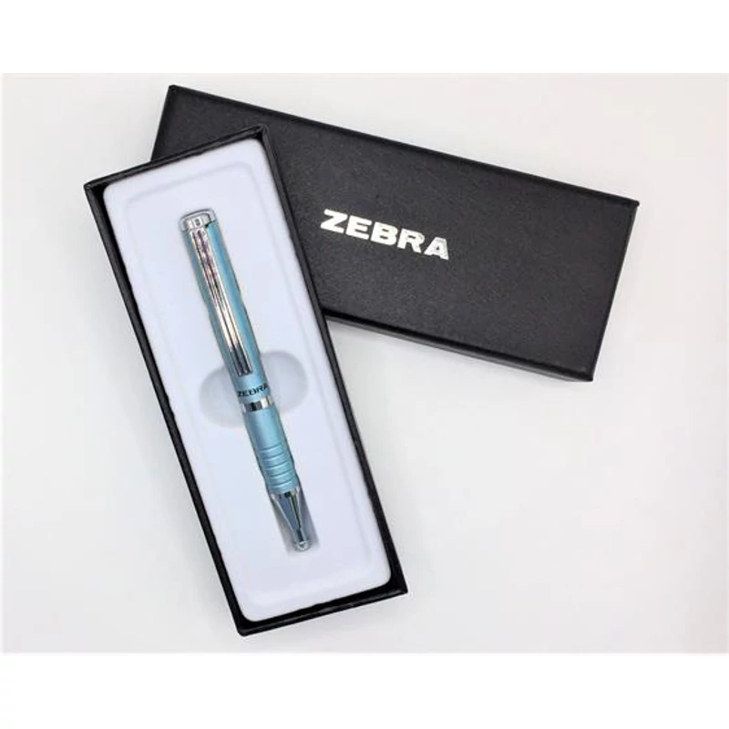 Golyóstoll, 0,24 mm, teleszkópos, metál világoskék tolltest, ZEBRA "SL-F1", kék