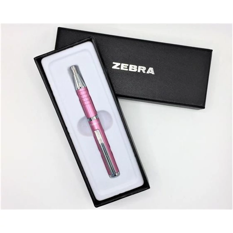 Golyóstoll, 0,24 mm, teleszkópos, metálpink tolltest, ZEBRA "SL-F1", kék