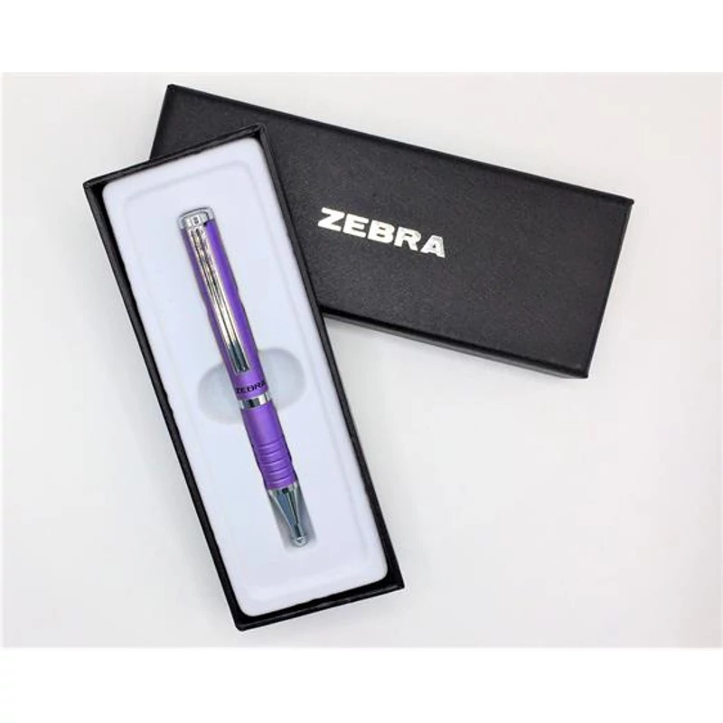 Golyóstoll, 0,24 mm, teleszkópos, metállila tolltest, ZEBRA "SL-F1", kék