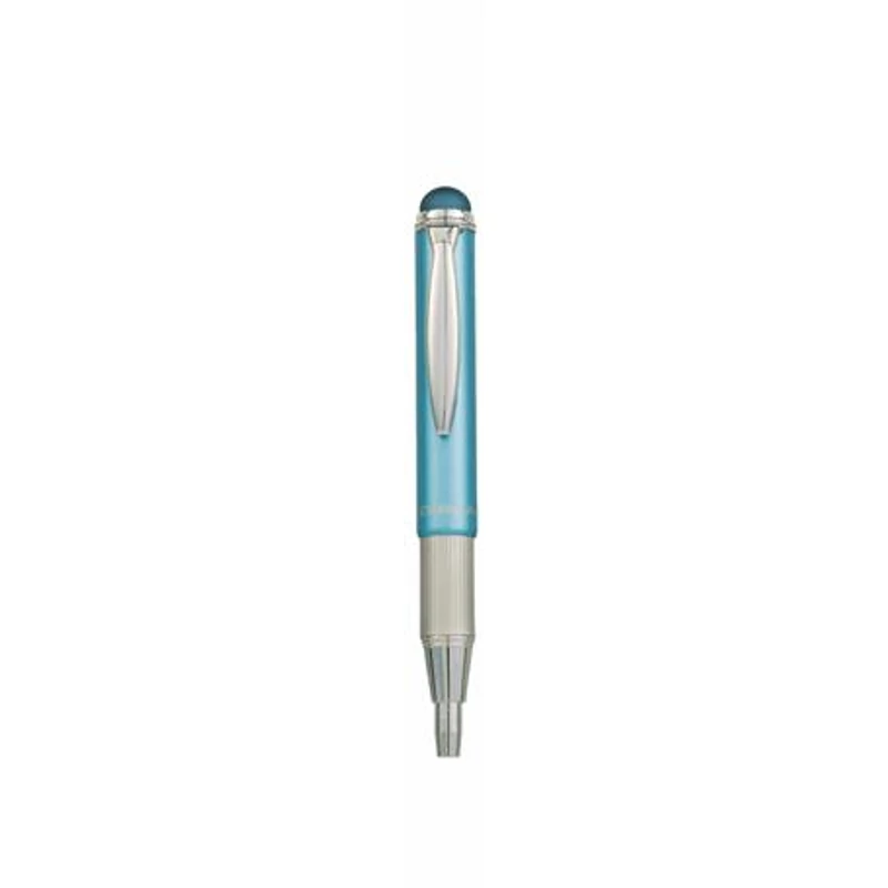 Golyóstoll, 0,24 mm, teleszkópos, rozsdamentes acél, világoskék tolltest, ZEBRA "Telescopic Metal Stylus", kék