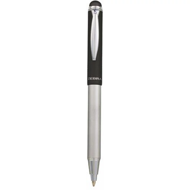 Golyóstoll, 0,24 mm, teleszkópos, rozsdamentes acél, grafitszürke tolltest, ZEBRA "Telescopic Metal Stylus", kék