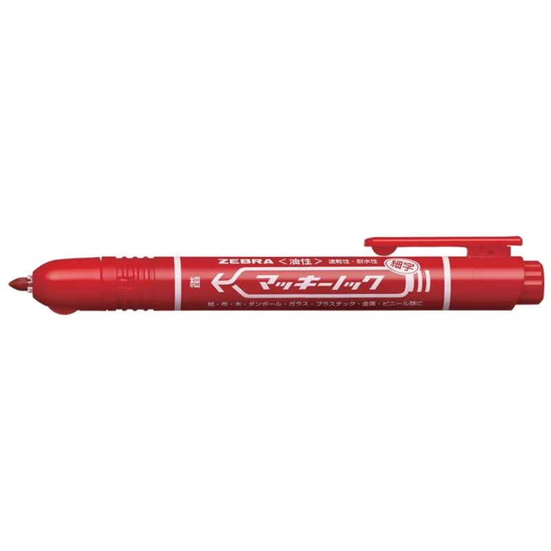 Alkoholos marker, 1,3 mm, nyomógombos, ZEBRA "Mckie Retractable", piros