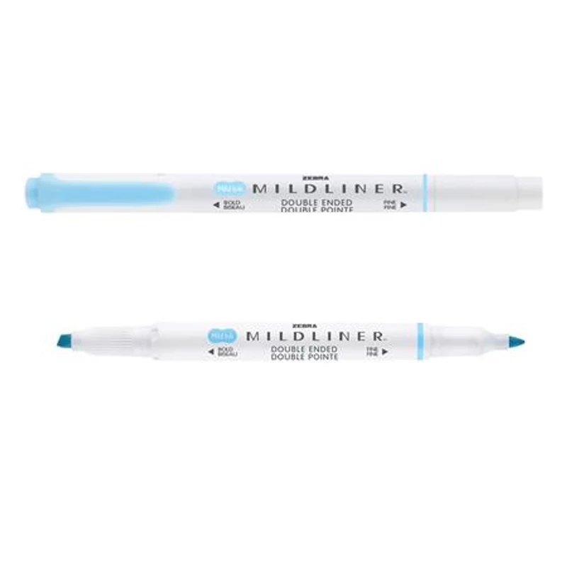 Szövegkiemelő, 1,0 / 3,5 mm, kétvégű, ZEBRA "Mildliner Fluorescent", kék