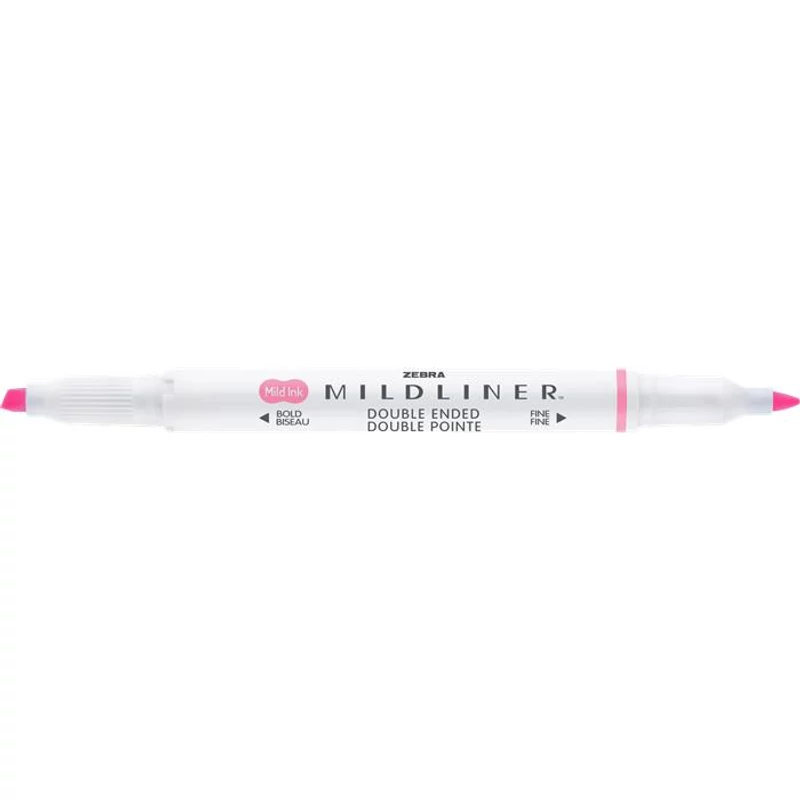 Szövegkiemelő, 1,0 / 3,5 mm, kétvégű, ZEBRA "Mildliner Fluorescent", rózsaszín