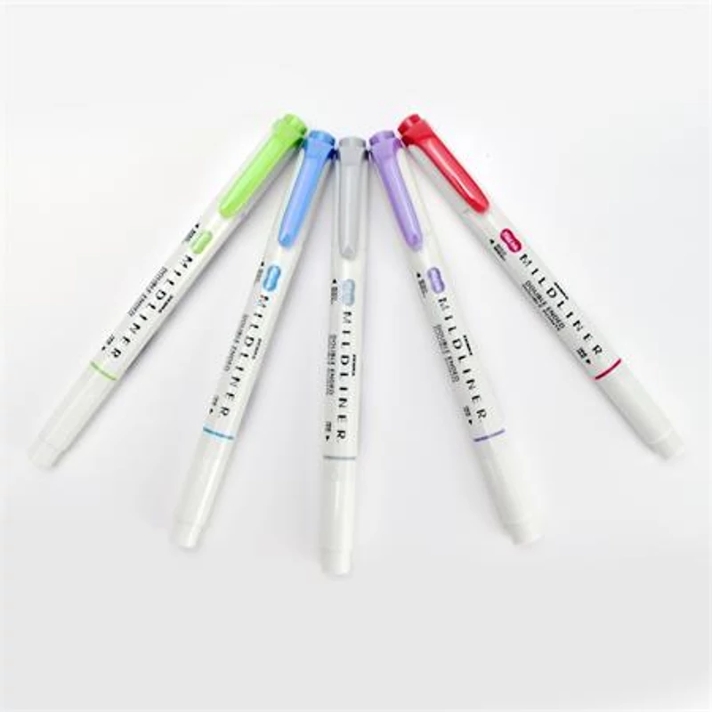 Szövegkiemelő készlet, 1,4 / 4,0 mm, kétvégű ZEBRA "Mildliner Cool & Refined" 5 szín