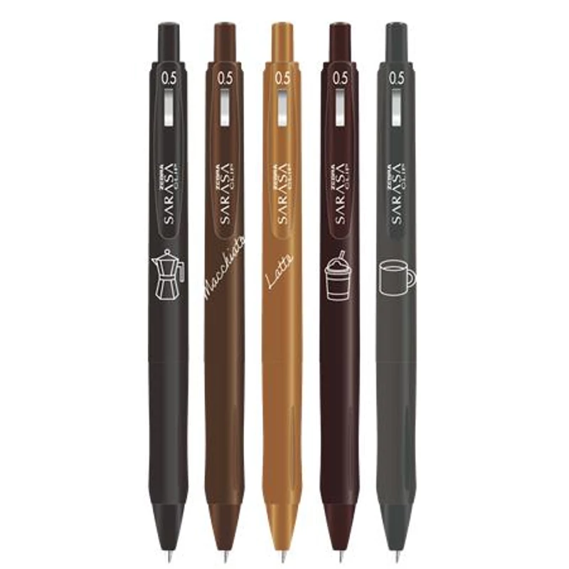 Zseléstoll, 0,33 mm, nyomógombos, ZEBRA "Sarasa Study with Coffee", 5 különböző szín