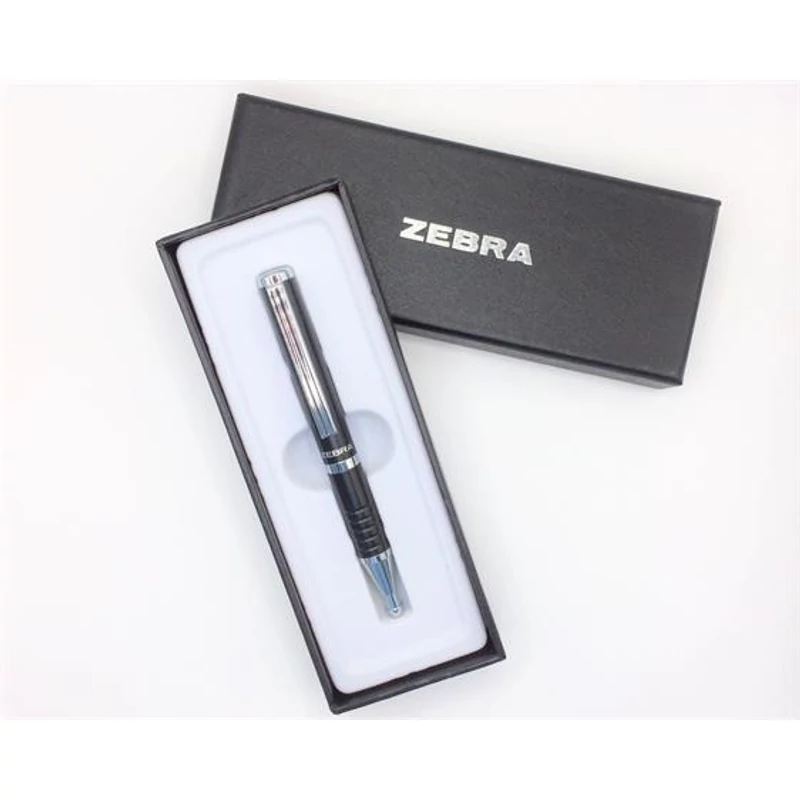 Golyóstoll, 0,24 mm, teleszkópos, metálfekete tolltest, ZEBRA "SL-F1", kék