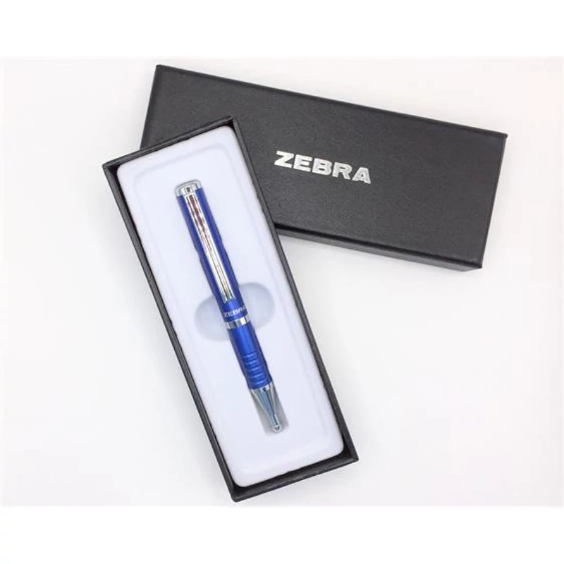Golyóstoll, 0,24 mm, teleszkópos, metálkék tolltest, ZEBRA "SL-F1", kék