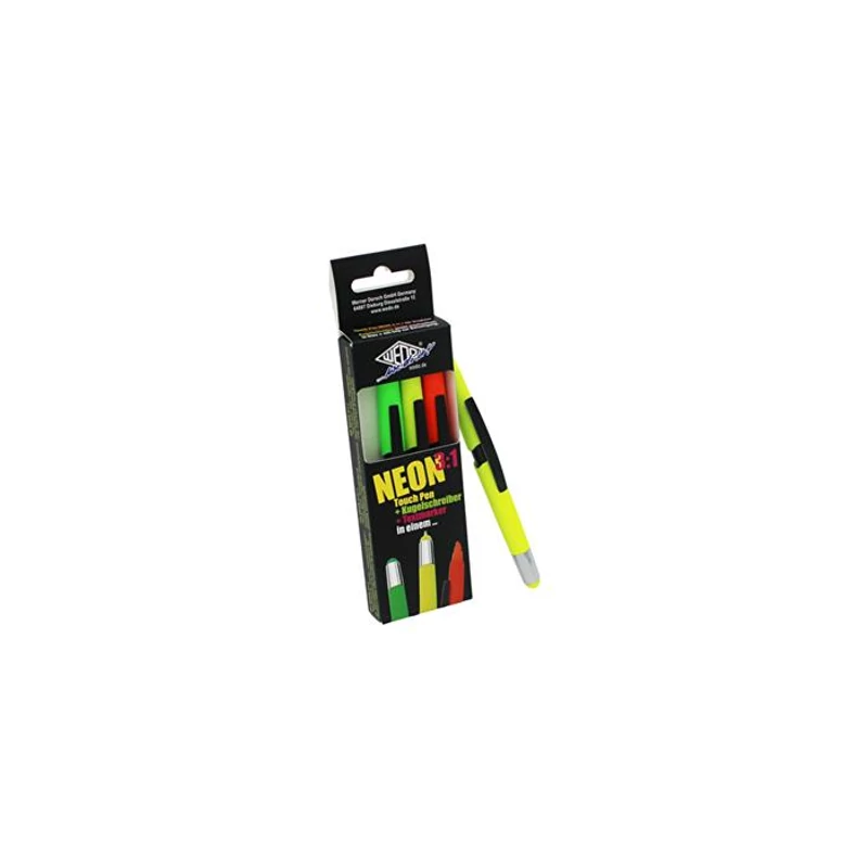 Multifunkciós golyóstoll, szövegkiemelő, érintő toll készlet, WEDO "3-in-1", neon színek
