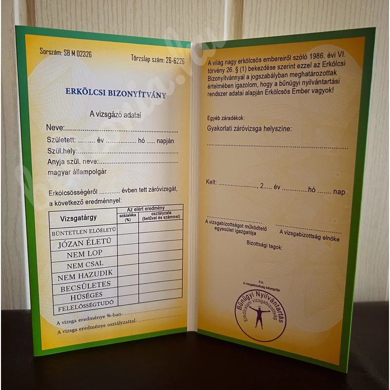 Bizonyítvány - Erkölcsi