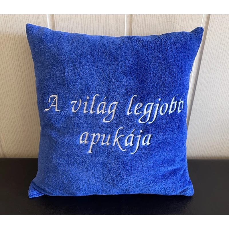 Hímzett párna - A világ legjobb apukája királykék