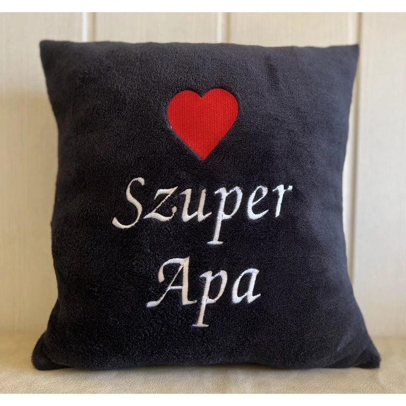 Hímzett párna - Szuper apa fekete
