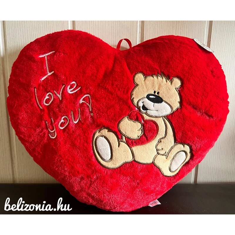 Plüss szív párna - Macis Ilove you felira