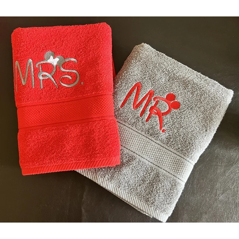 Mr. és Mrs. páros törölköző - Szürke