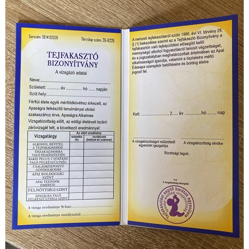 Bizonyítvány - Tejfakaszt