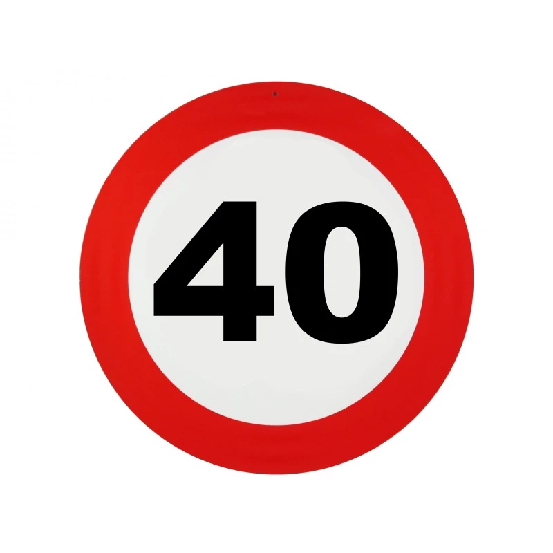 Sebességkorlátozó tábla 40. évszámos 40cm - Ajándékötlet szülinapra