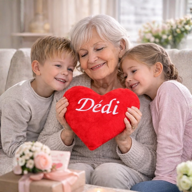 Hímzett szív párna -Dédi,Ajándék Dédinek