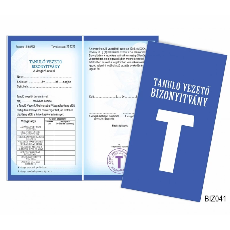 Bizonyítvány - Tanuló vezető