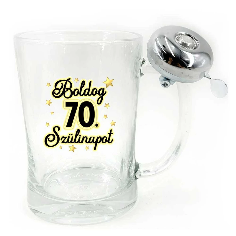 Vicces Csengős Söröskorsó - Boldog 70 Szülinapot